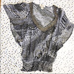 Arden B Kimono Patterned Flowy Blouse